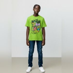 Nickelodeon Neon Green Boys Short-Sleeve Muntant Ninja Turtles Size 6 EUC